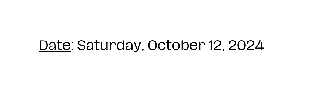 Date Saturday October 12 2024